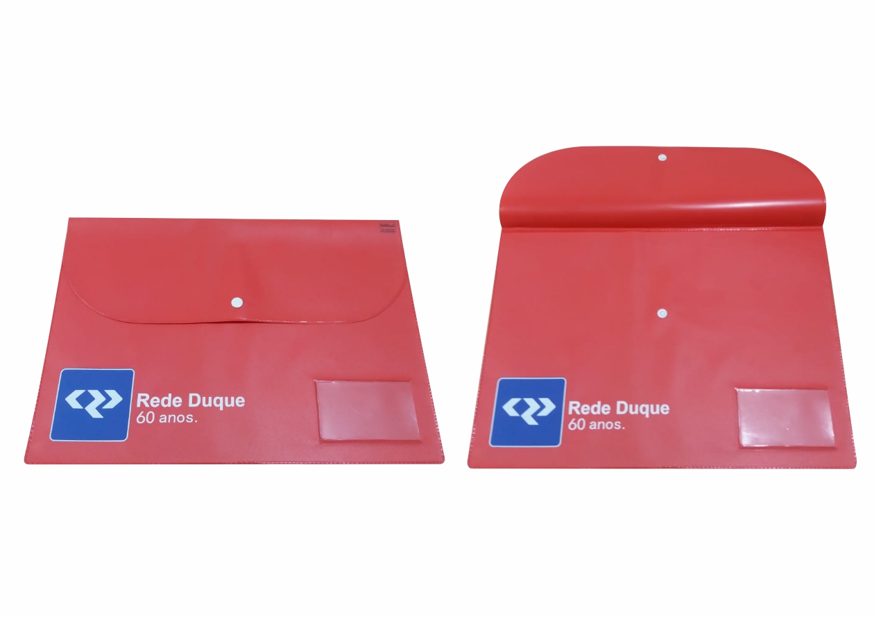 Envelope com Botão - PVC Vermelho - 37cm x 27,5cm